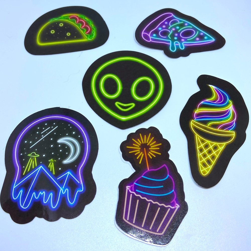 Neon style graffiti stickers